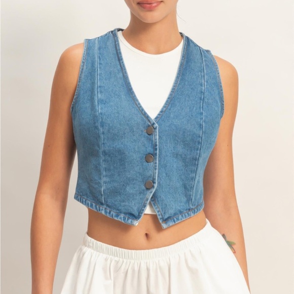 Shannel’s Closet Tops - V-neck Sleeveless Denim Vest